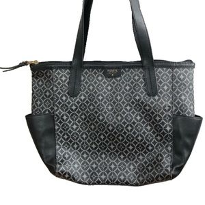 Fossil | Diamond pattern leather tote bag